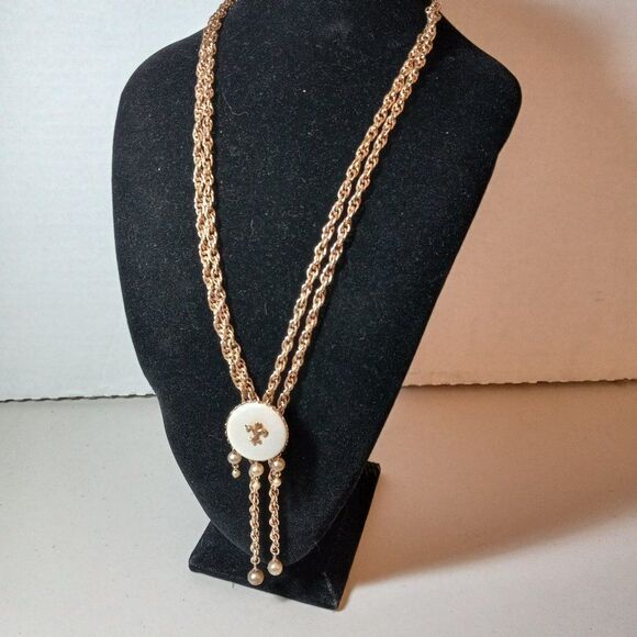 Vintage Fleur de lis Lariat necklace - Picture 7 of 7